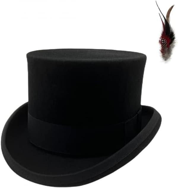 Herreuldhat, satinforet høj hat, sort, høj hat, julekostume