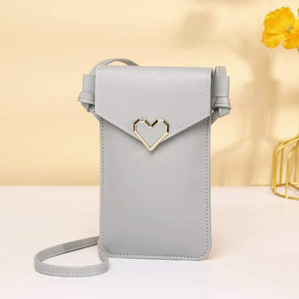 Ljusgrått telefonfodral med pekskärm light gray