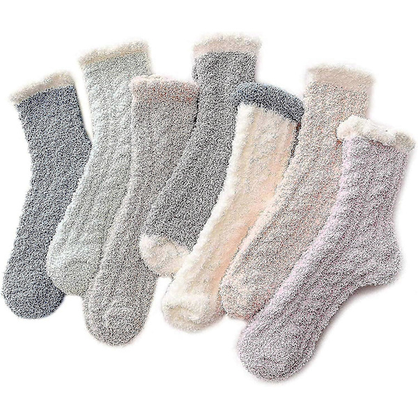 Fuzzy tofflor för damer, Vintermysiga stugstrumpor för julklappar och julstrumpa-lingling}