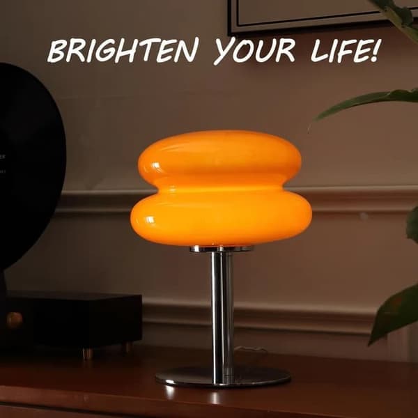 LED skrivebordslampe, retro glas ambient lys, sød studielampe, USB natlampe (orange)