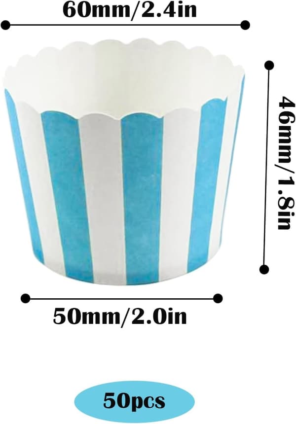 50 blåa muffinsformar i papper, perfekta för födelsedagar, bröllop och fester.