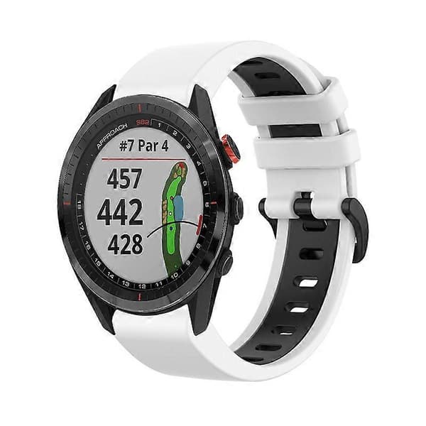 Silikoninen kellon ranneke Garmin Approach S62 -kelloon} White Black