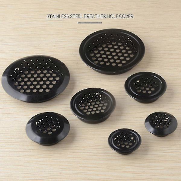10 sorte cirkulære ventilationsgitre i rustfrit stål, 19-53 mm i diameter, med flade lameller. Flat 29mm