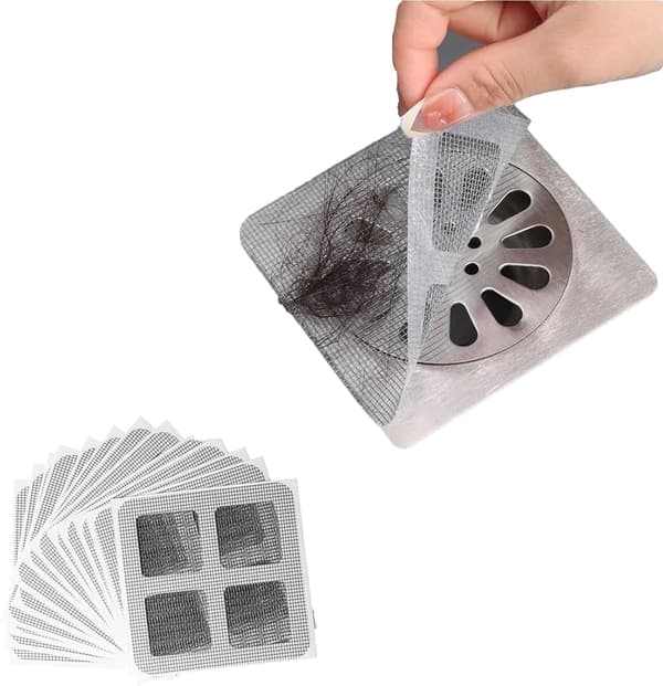 20-pakning engangshåroppsamler, selvklebende avløpsfilter, hårfilter for dusj og badekar, avløpsbeskyttelse, selvklebende filter, hvit.
