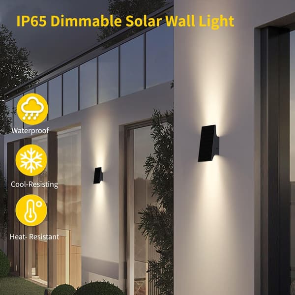 Utendørs solcellelamper, 3000K, 700lm utendørs solcellevegglamper, dimbare solcellelamper, IP65 solcellelamper for uteplass, gjerde, veranda