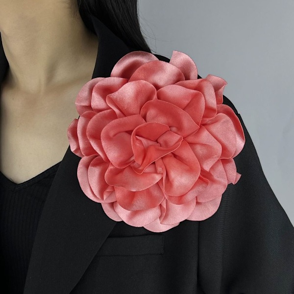 Ny produktkampanj! Högkvalitativ stor blombrosch mode fransk badge satin dekorativ Pi Watermelon Red