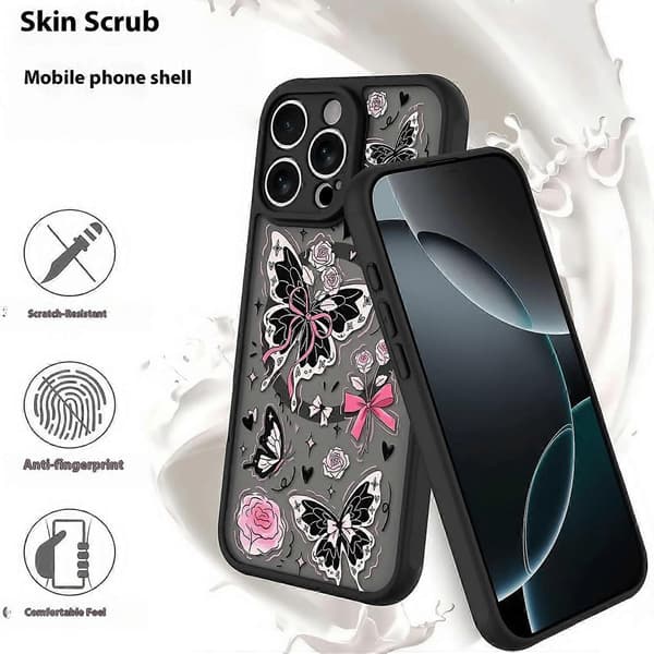 Skal för iPhone 14 Pro Kompatibelt med MagSafe Mönstertryckt Design PC + TPU Telefonskal-lingling} Black Bow