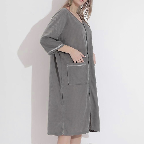 Het 2025 Damrock morgonrock nattlinne dragkedja ficka lös nattkläder tunn morgonrock nattlinne 3XL avslappnade pyjamas morgonrock loungewear klänning