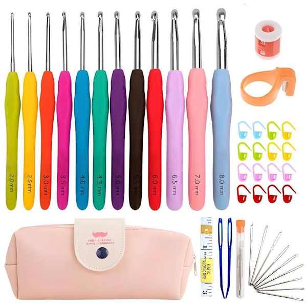 Hett 45-delars kit 2025 med virknålar, markörer, måttband - Stickkit Multicolor Multicolor multifärg