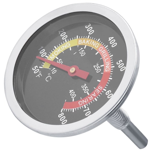 Grilltermometer i rustfrit stål, egnet til grill, temperaturområde 50~800 grader Celsius.