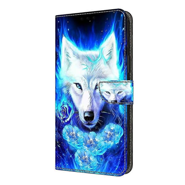 Kompatibelt med Samsung Galaxy S25 Edge Läderfodral Mönstertryck Plånboksställ Flip Telefonskal -lingling} Multicolor White Wolf