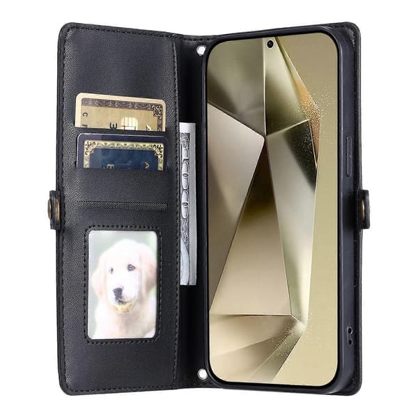 Kompatibel med Samsung Galaxy A16 5G / A16 4G Läderfodral med handledsrem Plånboksställ Telefonskal-lingling} Multicolor Black