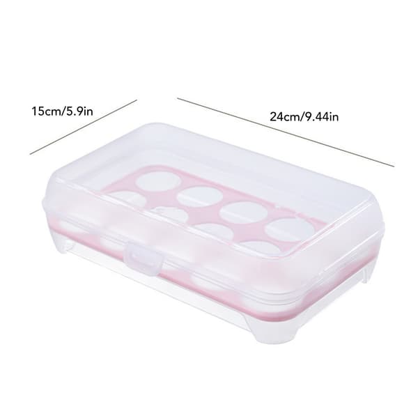Plastic Storage Box with 15 Compartments for Eggs for Refrigerator, Portable Food Storage Box, Transparent Egg Tray