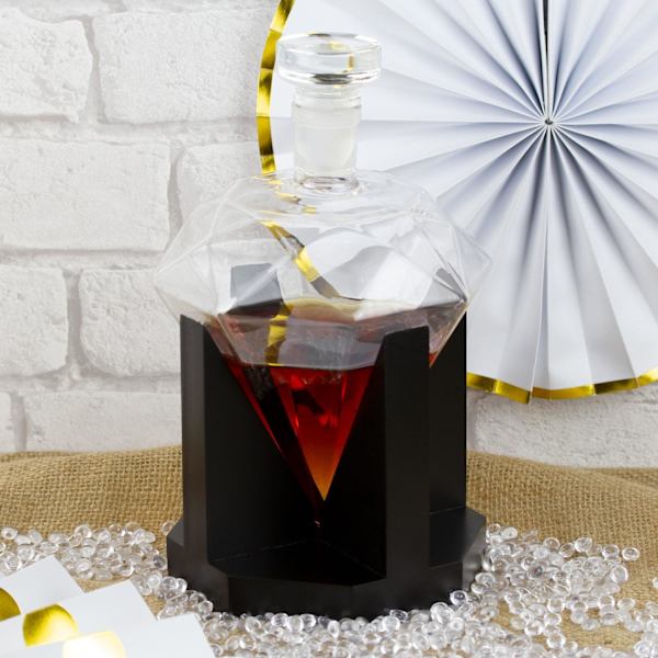 Rød eg diamantformet basekaraffel Transparent transparent