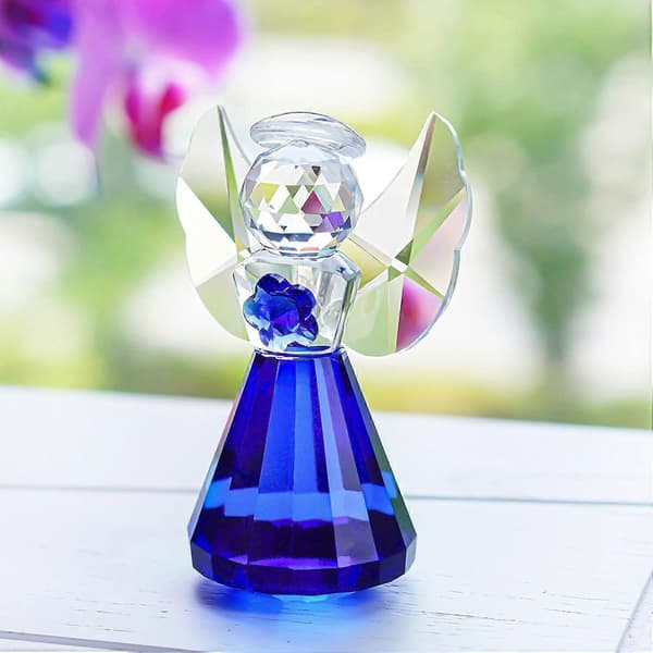 Blå krystallengel-figur, glass skytsengel-statue, en gave til kvinner, et samleobjekt for hjemmedekorasjon. blue