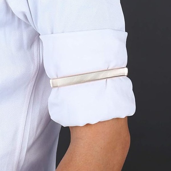 Ny produktkampanj! Högkvalitativ Silver Herr Dam Skjortärmshållare Armband Hoop Elastiskt Metallarmband