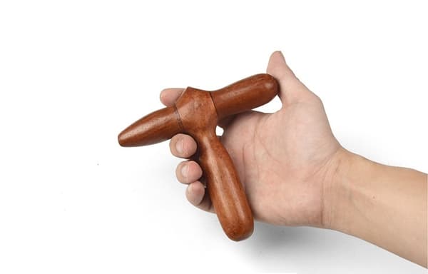 Wooden Massage and Relaxation Tool, Triangular Hammer Set, Burgundy 122