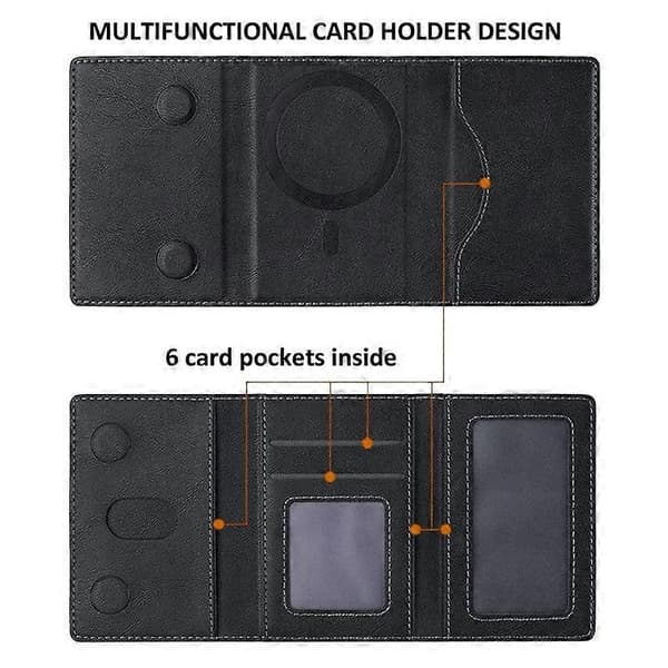 Kompatibel med MagSafe Kortholder Tri-fold Wallet Kickstand til iPhone 12-15-lingling}