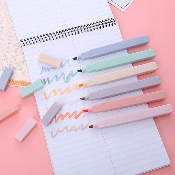 6-delt highlighter-sæt - Flerfarvet sæt 1 - Pink MultiColor Set 1 - Rosa