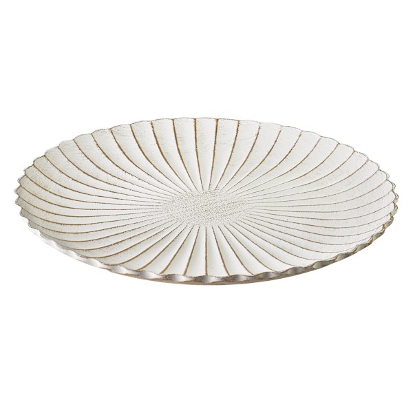 Dekorativ bricka, 31,5 x 31,5 cm, vit/guldfinish.