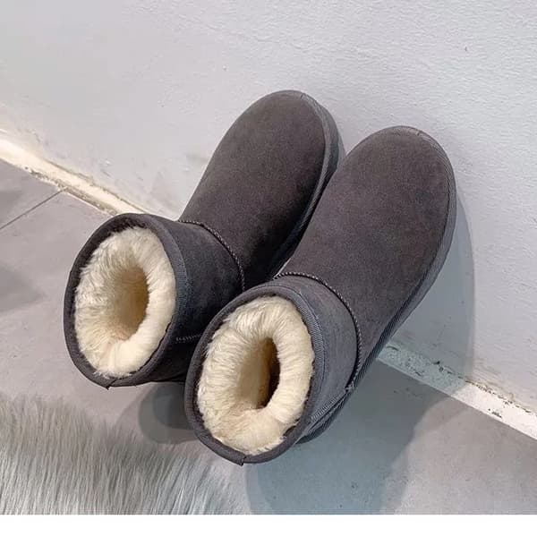 Varme vinterstøvler for kvinner, bomullsoverdel, flat, kort stil, nytt grått design. gray 45