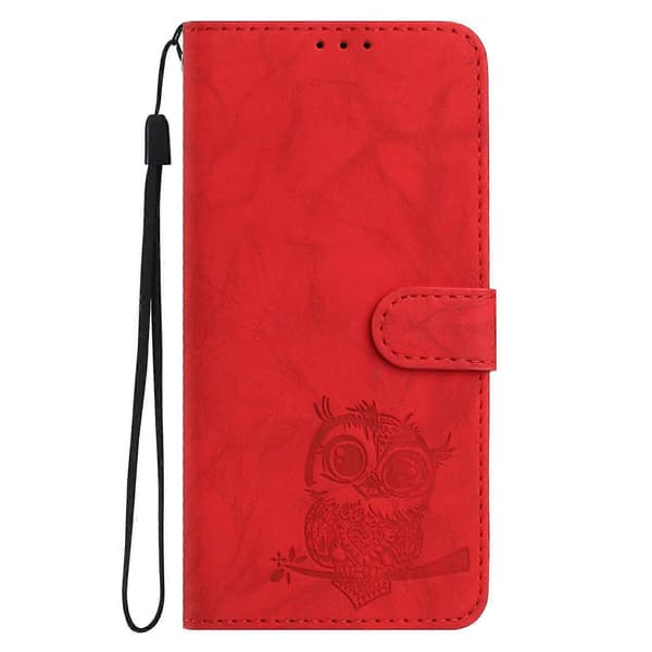 Kompatibel med iPhone 16 Pro Max Fodral Uggla Tryckt PU Läder Plånbok Telefonfodral med Handledsrem-lingling} Multicolor Red