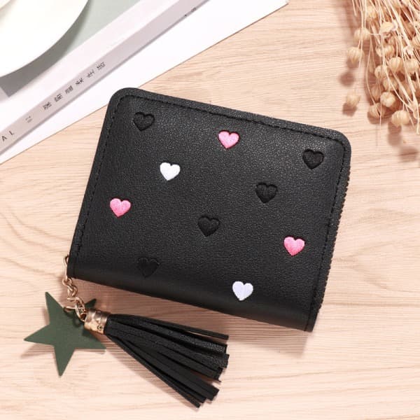 Naisten Mini Tupsulompakko Mustana Black