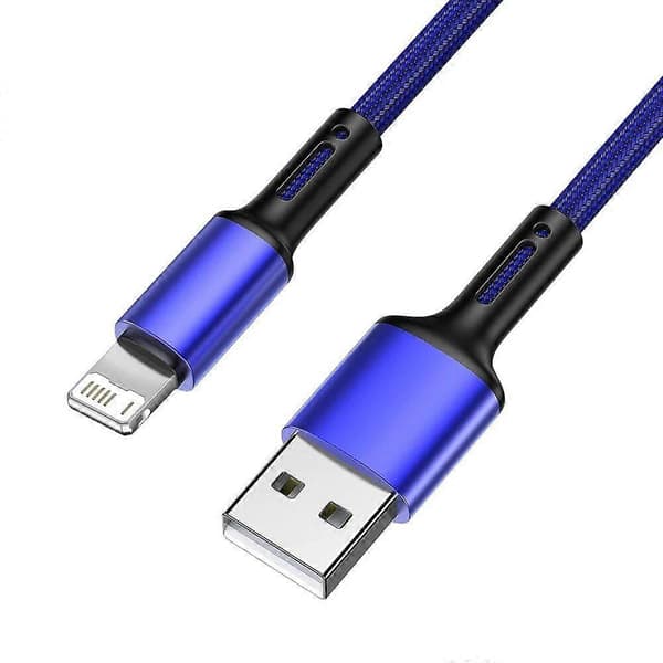 USB Hurtig Opladerkabel til iPhone 11 12 13 14 pro X Max 6s 7 8 plus Apple iPad Data- og Opladerkabel Kompatibelt med Origin Line-lingling} Blue 1m