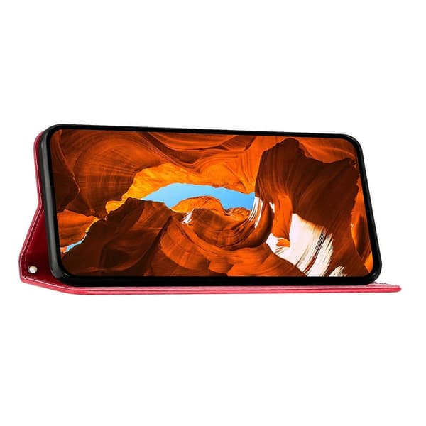 Kompatibel med iPhone 17 Pro Läderplånboksfodral Fjärilsblomma Tryckt Telefonfodral med Rem-lingling} Red Red