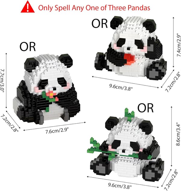 3-i-1 Panda Byggeklods Samlesæt Legetøj Dyre Byggeklodser