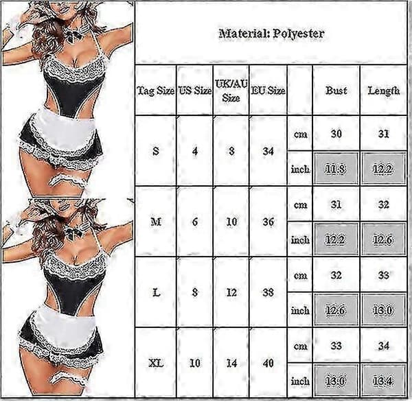 Dam Maid Cosplay Underkläder Spets Halter Nattlinne String Set-2025-lingling} S
