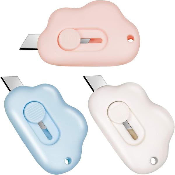 Mini multifunktionel kasseåbner, udtrækkelig kuvertåbner, papudstanser. 3pcs (Pink/Blue/White)