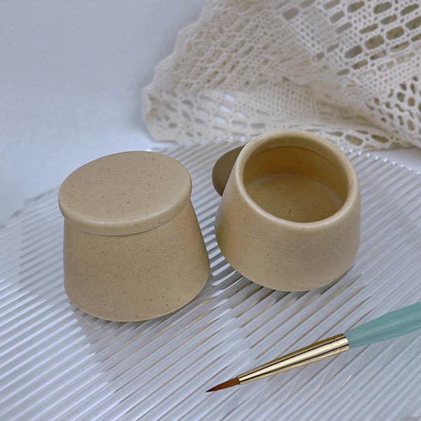 Nail Art Keramik med lås Crystal Cup Nail Wash Pen Cup Brun