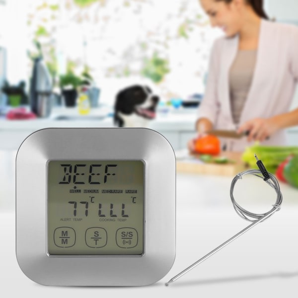 Touch Screen Digital Cooking Thermomter Timer för BBQ Smoker Ugn Sensor Sond