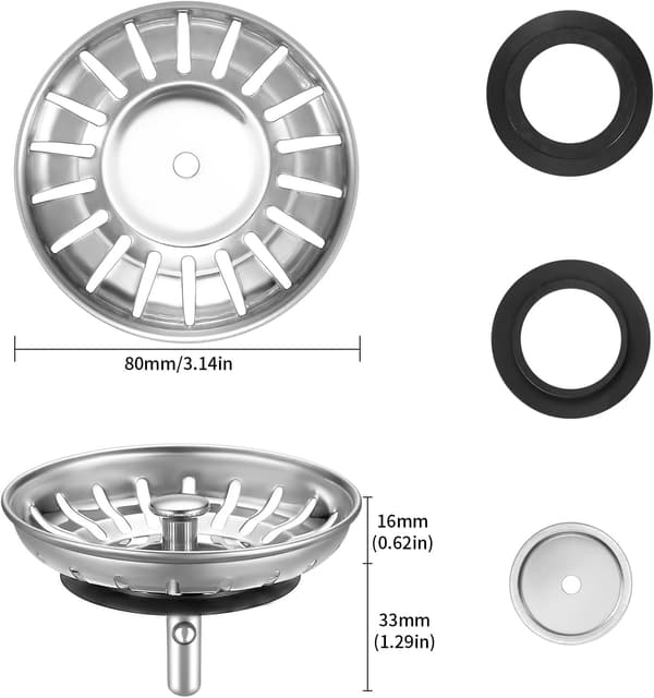 80 mm vaskesi i rustfrit stål, universal afløbssi til at forhindre tilstopning, egnet til Blanco og Franke vaske.