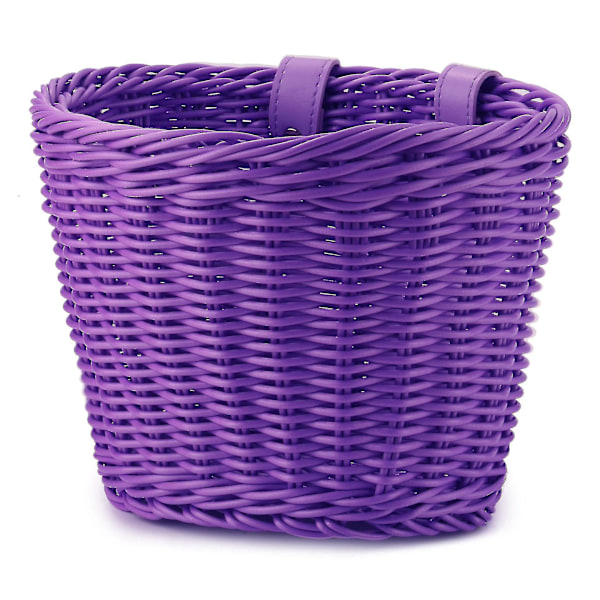 Hot 2025 Sykkelkurv for Styret, Vanntett Sykkelkurv for Voksne med Lærstropper-dwdz Purple