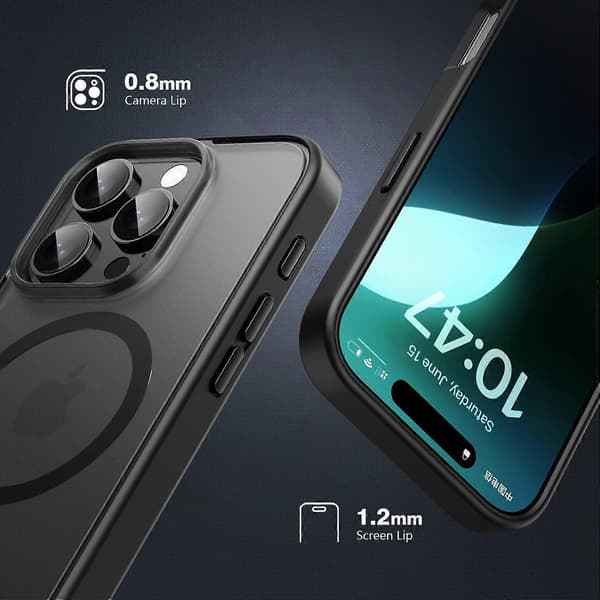 Mat PC+TPU telefoncover til iPhone 16 Pro, kompatibelt med MagSafe-lingling} Multicolor Translucent