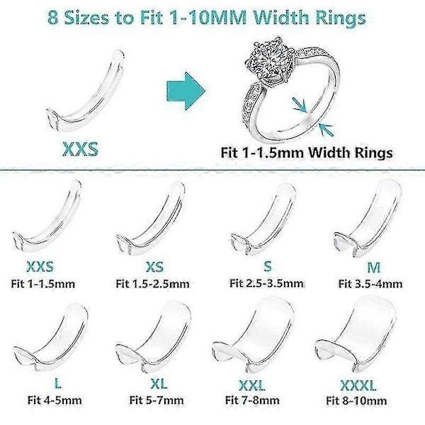 Silikone usynlig ringstørrelsesjustering, ringstørrelsesreducer, transparent