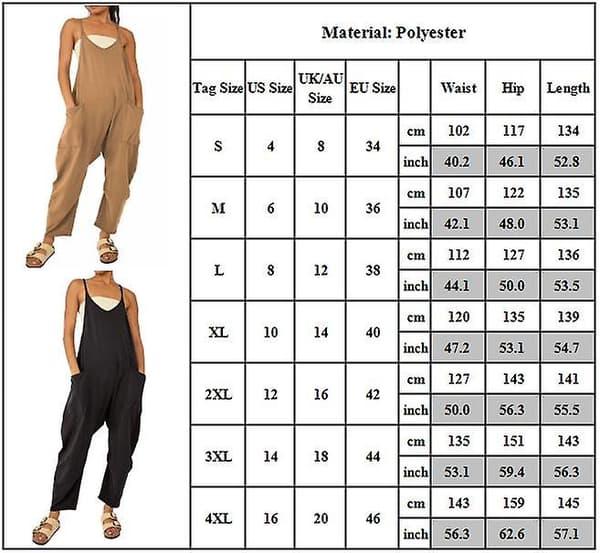 Women's Spring/Summer Casual Loose Long Jumpsuit with Pockets Brown Brown M
