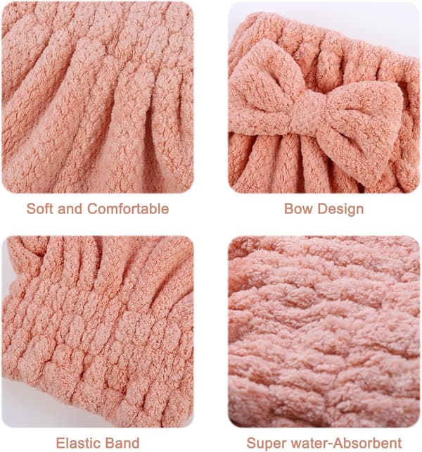 2-pack med hårhanddukar i mikrofiber, hårtorkningsmössor, superabsorberande hårhanddukar