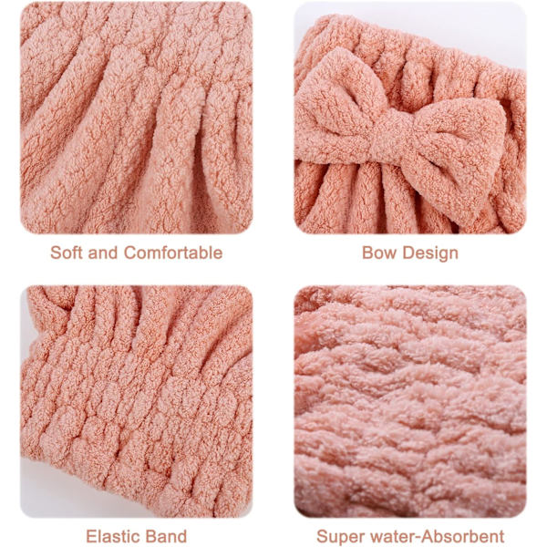 2-pak mikrofiber hårhåndklæder, hårhætter, superabsorberende hårhåndklæder