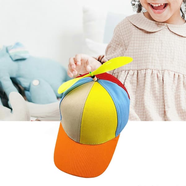 Propellhatt for barn, helikoptercaps fargerik, unik gaveidé, nyhet - lingling} orange brim