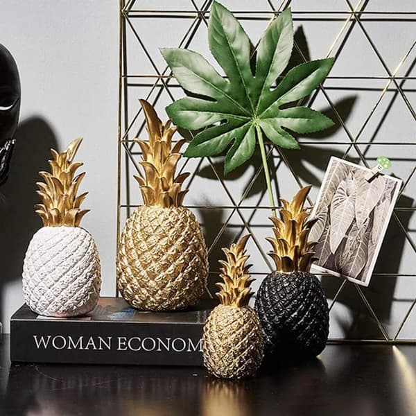 Dekorativ ananas heminredning, harts material (liten, guld)