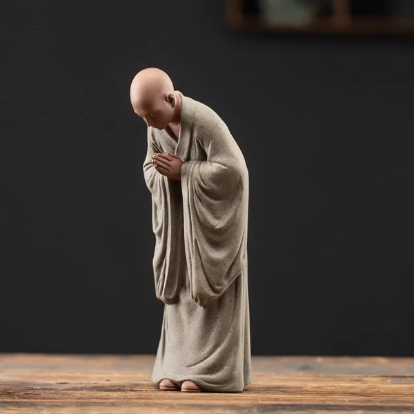 Kinesisk Zen Monk Keramiska statyer Modern konst Skulptör Zisha Little Monk Hem Vardagsrum Loftfigurer Dekorativa statyer