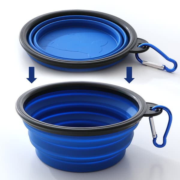 3-pack hopfällbara silikonskålar för hundar, BPA-fria, diskmaskinssäkra