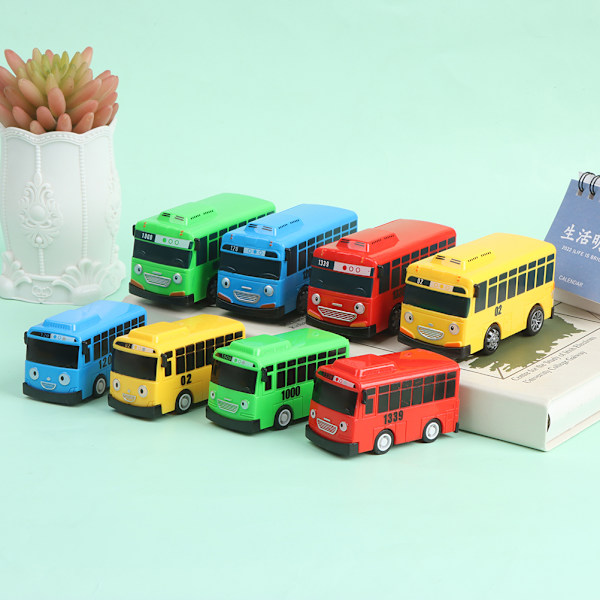 Miniature Bus Træk-Op Legetøjssæt - 4 Dele L