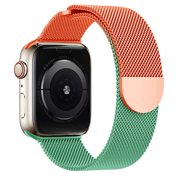 Milanese metallarmband med magnet, passar Apple Watch armband iWatch serie 9 3 6 5 SE 7 8 Ultra 2 Orange och ljusblå Orange and light blue 38mm/40mm/41mm