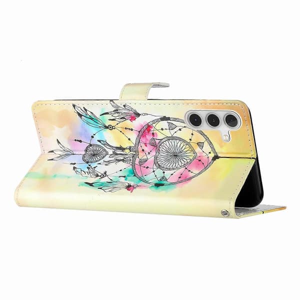 Kompatibel med Samsung Galaxy S25 Plånboksfodral PU Läder Mönstertryck Ställ Telefonskal med Rem-lingling} Multicolor Wind Chime