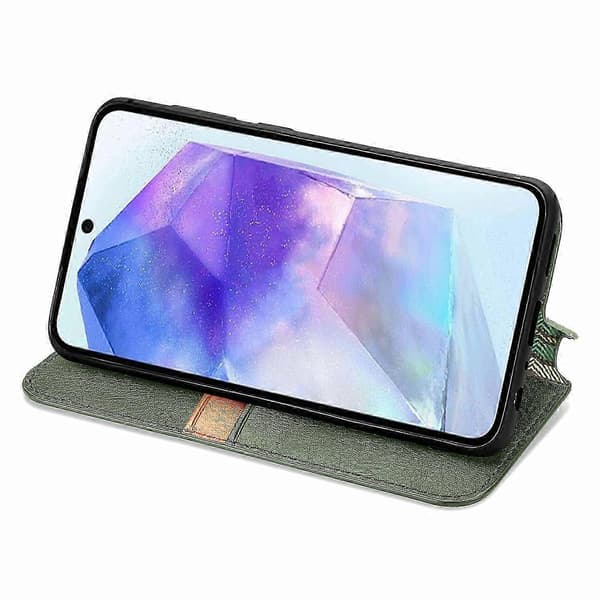 Kompatibelt med Samsung Galaxy A55 5G Mobiltelefonfodral Rombmönstrat Läderplånboksställ -lingling} Multicolor Style E