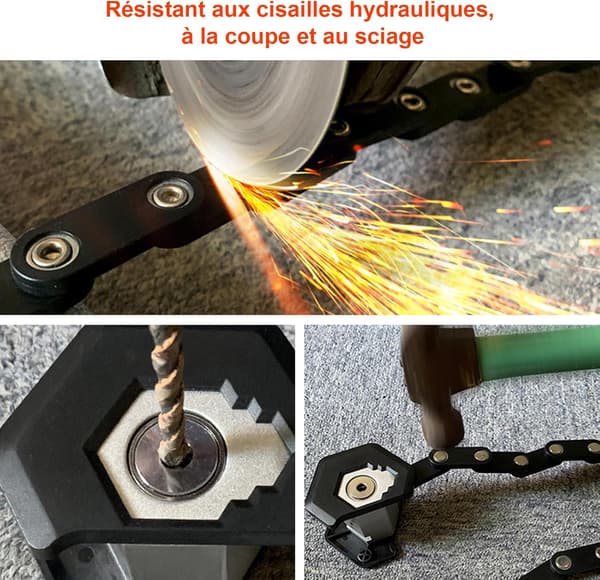 Portable Bicycle Lock, Foldable Alloy Steel Chain Lock, with Key and Lock Frame, Suitable for Electric Scooters.